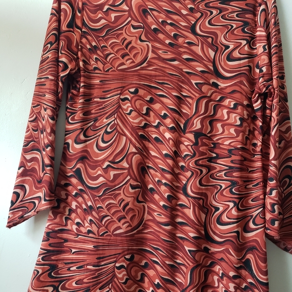 Es.se Women's Multicolor Abstract Flare Sleeved Top, Size M - Picture 7 of 9